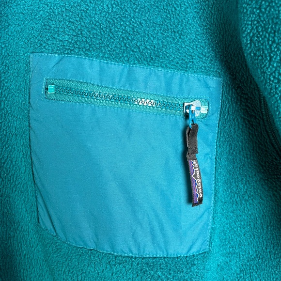 Vintage Patagonia Men Teal Fleece Jacket 90s Full Zip Synchilla Made in USA XXL - Picture 4 of 10